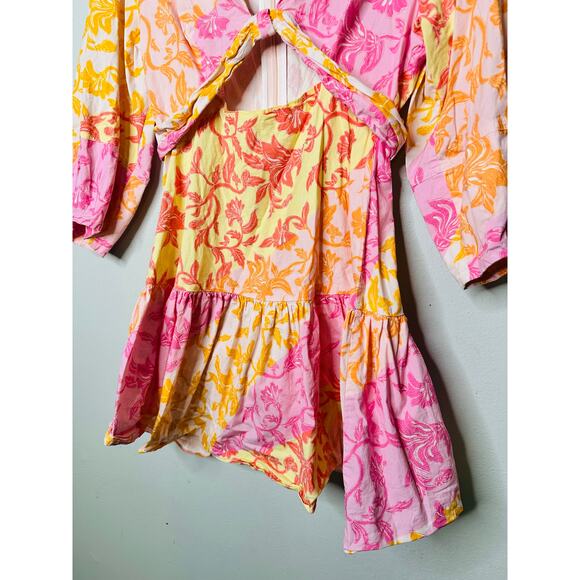 DEREK LAM 10 CROSBY X RTR Multicolor Floral Hourglass Cutout Mini Dress Size 46 - Picture 7 of 15